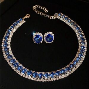 1set Crystal Necklace & Earrings Jewelry Set